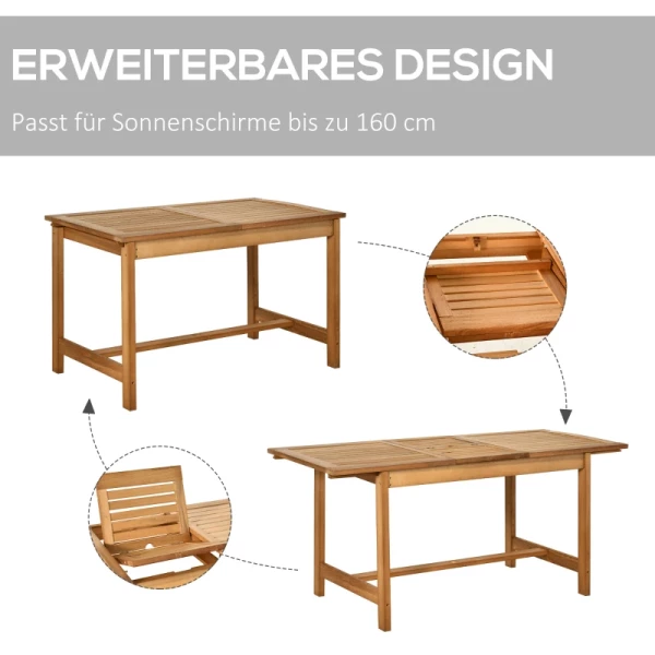  Uitschuifbare Tuintafel Eettafel Tuinmeubel Dennenhout Weerbestendig Bruin 160/120 X 70 X 72 Cm 4