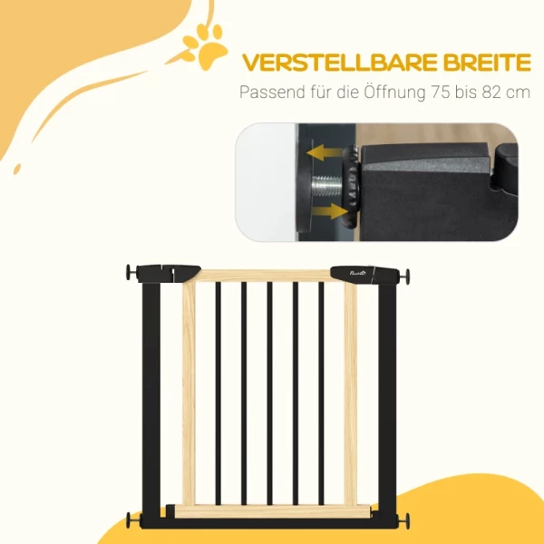  Veiligheidshek Voor Honden, Veiligheidshek, Automatisch Sluitend, Zonder Boren, Staal+grenen, Zwart, 82 X 2 X 74 Cm 7