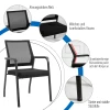  Vergaderstoel, Vergaderstoel, Bezoekersstoel, Set Van 2, Ergonomische Bureaustoel Met Vloermatten, Wachtkamerstoel, Stapelbaar, Gaasbekleding, Zwart, 58 X 58 X 88 Cm 6