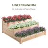  Verhoogd Bed 3-laags Tuinbed Plantenbed Kruidenbed Bloemenladder Voor Balkontuin Natuurlijk Dennenhout 124 X 124 X 56 Cm 4