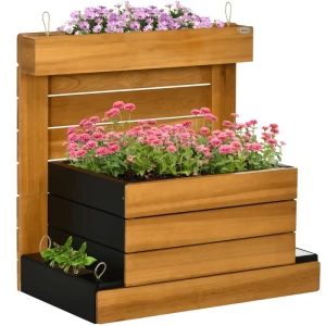  Verhoogd Bed Met 4 Plantenbakken, Zelfbewateringssysteem, Fleecevoering, Weerbestendig, 79,5 Cm X 49,5 Cm X 80 Cm 1