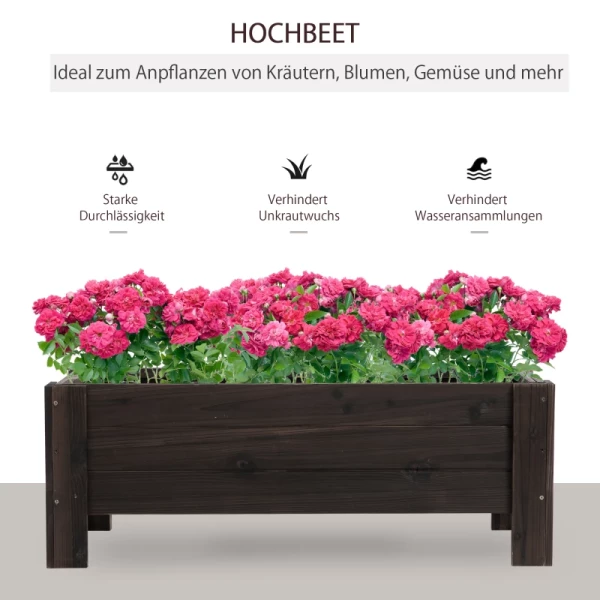  Verhoogd Bed Met Koolzuurbehandeling Plantenbak Met 2 Lekgaten Verkoold Dennenhout 100 X 36,5 X 36 Cm 4