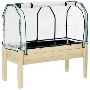  Verhoogd Bed, Oprolbare Hoes Van Folie, Frame Van Natuurlijk Hout, Stoffen Voering, Afvoergaten, 121 X 55 X 117 Cm 1