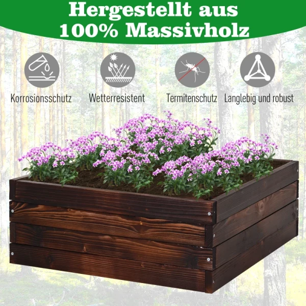  Verhoogd Bed, Plantenbak, Groentebed, Kruidenbed, Massief Hout, Donkerbruin, 60 X 60 X 23 Cm 4