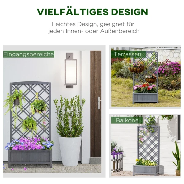  Verhoogde Plantenbak Bloemenstandaard Trellis Trellis Rozenboog Tuin Hout Grijs 60 X 30 X 122,5 Cm 4