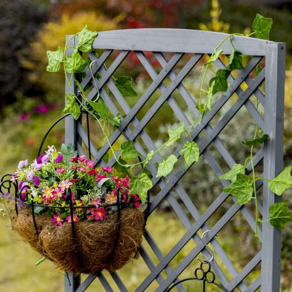  Verhoogde Plantenbak Bloemenstandaard Trellis Trellis Rozenboog Tuin Hout Grijs 60 X 30 X 122,5 Cm 8