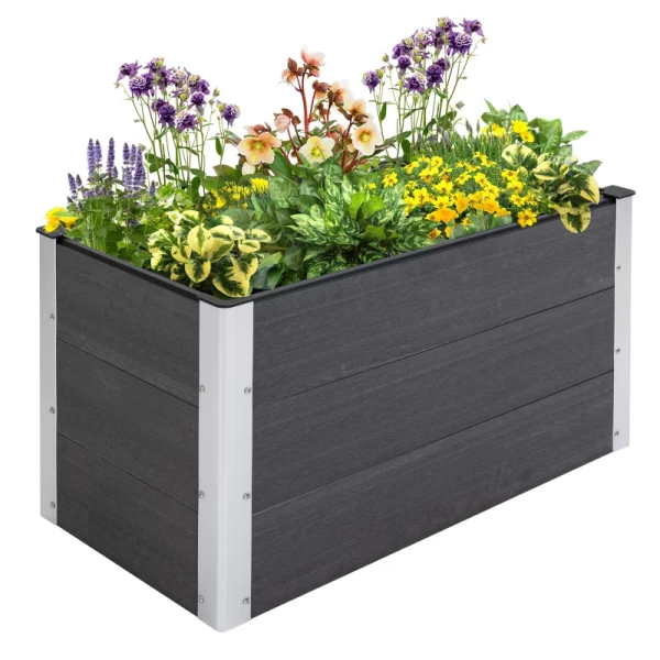 Verhoogde Plantenbak Bloempot Bloembak Weerbestendig Zonder Bodem Grijs WPC + Aluminium 100 X 50 X 55,5 Cm 1