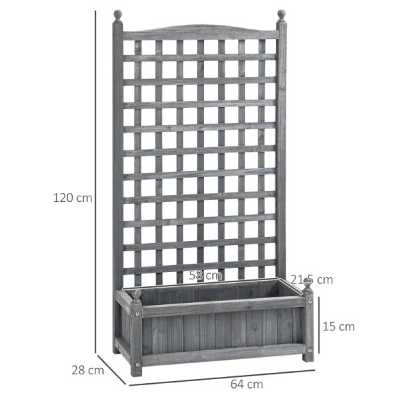  Verhoogde Plantenbak Met Latwerk Plantenbak Latwerk Rozenboog Met Klimhulp Voor Klimplanten Tuinhout Grijs 64 X 28 X 120 Cm 3