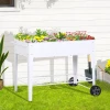  Verrijdbare Plantenwagen Met Opbergruimte Plantenbed Met 2 Wielen Metaal Wit 112 X 59 X 80 Cm 12