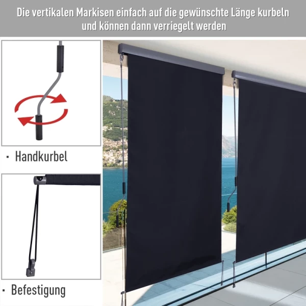 ® Verticale Luifel Aluminium Balkonluifel Met Handslinger UV50+ Donkergrijs 140 X 250 Cm 7