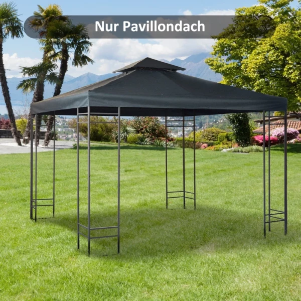  Vervangend Dak Paviljoendak Voor Metalen Paviljoen Tuinpaviljoen Partytent Tuintent Polyester 3x3m Antracietgrijs 2