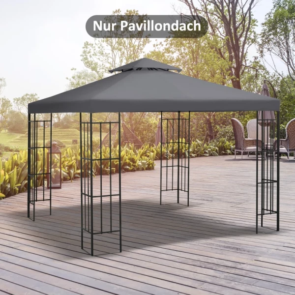  Vervangend Dak Paviljoendak Voor Metalen Paviljoen Tuinpaviljoen Partytent Tuintent Polyester 3x3m Donkergrijs 2