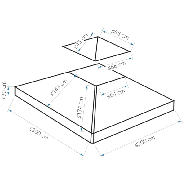  Vervangend Dak Paviljoendak Voor Metalen Paviljoen Tuinpaviljoen Partytent Tuintent Polyester 3x3m Donkergrijs 3