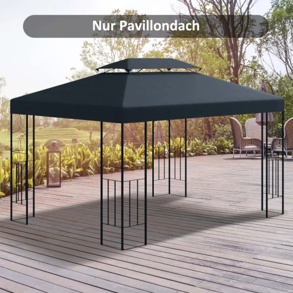  Vervangend Dak Paviljoendak Voor Metalen Paviljoen Tuinpaviljoen Partytent Tuintent Polyester 3x4m Antracietgrijs 2