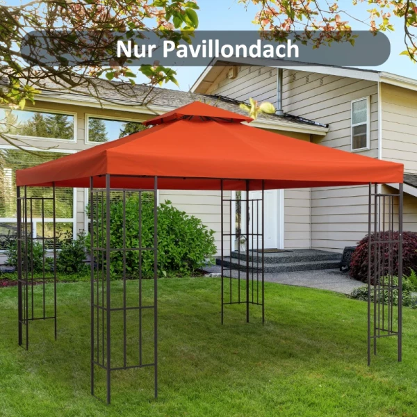  Vervangend Dak Tuinpaviljoen Dak Voor Metalen Tuinpaviljoen Tuinpaviljoen Partytent Tuintent Polyester 3x3m Roest Rood 2