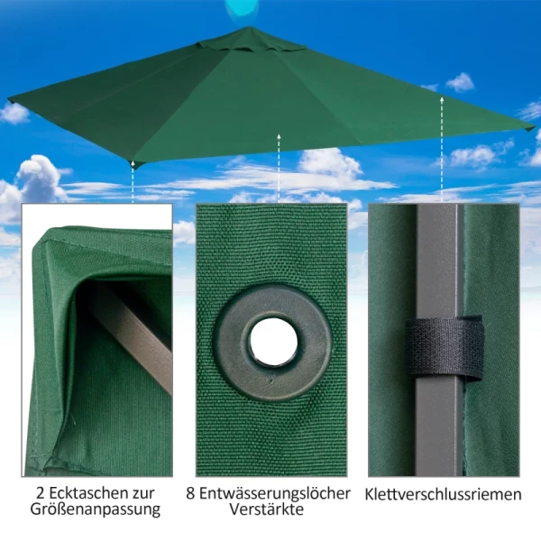  Vervangende Gazebo Luifel 8 Waterafvoergaten Eenvoudige Montage Polyester Groen 2.98m X 2.95m 5