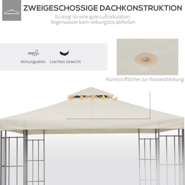  Vervangingsdak Voor Tuinpaviljoen Tuinpaviljoen Dak Voor Metalen Tuinpaviljoen Tuinpaviljoen Vervangingsdak Tuinpaviljoen Partytent Tuintent Polyester 3x3m Creme Wit 5