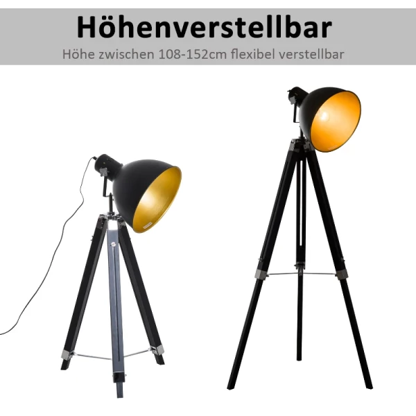 ® Vloerlamp Goud Vloerlamp In Hoogte Verstelbare Vloerlamp 3-poot E27 Grenen 4