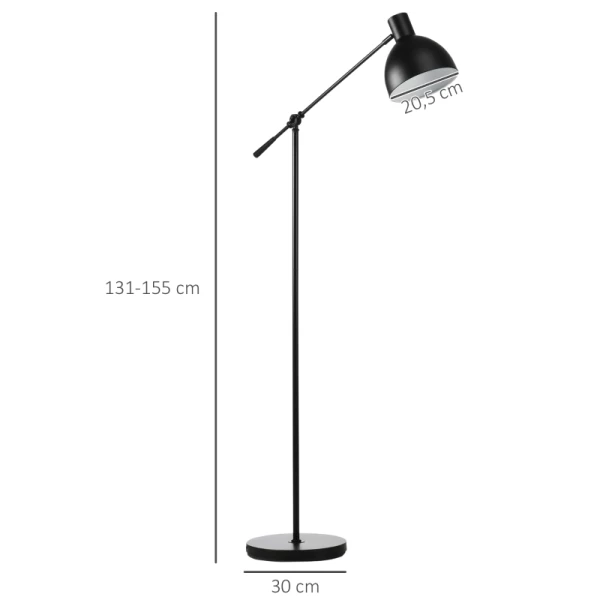  Vloerlamp In Industrieel Design, In Hoogte Verstelbaar, Vloerschakelaar; 30m X 30cm X 131cm Zwart 3