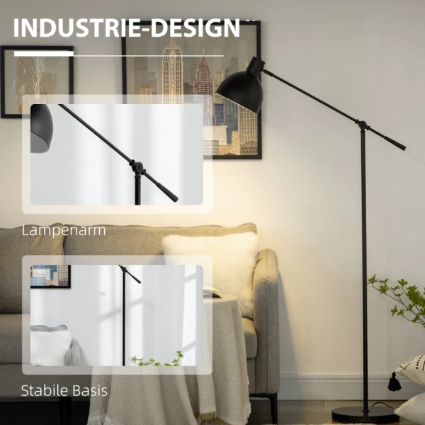  Vloerlamp In Industrieel Design, In Hoogte Verstelbaar, Vloerschakelaar; 30m X 30cm X 131cm Zwart 5