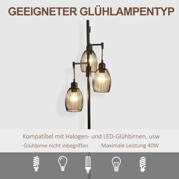  Vloerlamp In Industrieel Design Met 3 Lampenkappen 30 Cm X 30 Cm X 170,5 Cm Staal 7