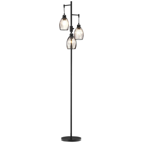 Vloerlamp In Industrieel Design Met 3 Lampenkappen 30 Cm X 30 Cm X 170,5 Cm Staal 1