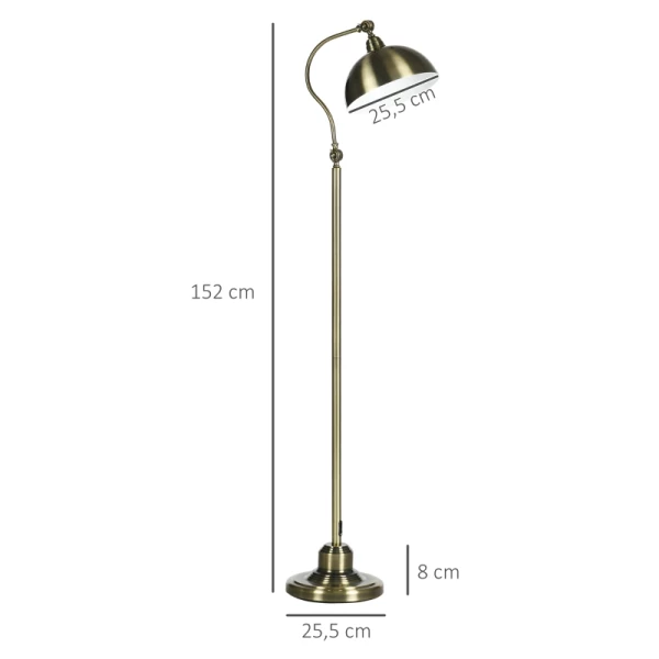  Vloerlamp In Vintage Design, Verstelbare Hoek, Messing Look, 42 ​​​​cm X 25,5 Cm X 152 Cm, Brons 3