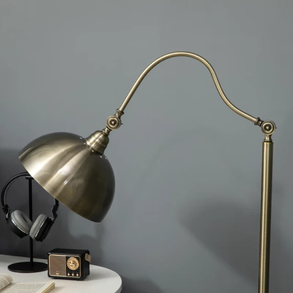  Vloerlamp In Vintage Design, Verstelbare Hoek, Messing Look, 42 ​​​​cm X 25,5 Cm X 152 Cm, Brons 8