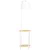  Vloerlamp Met 2 Planken, Vloerlamp, Voetschakelaar, 40 W. E 27, Naturel + Wit 1