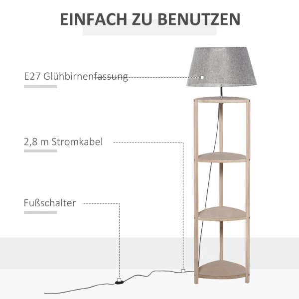  Vloerlamp Plank Slaapkamer Vloerlamp Vloerlamp Lampenkap Voor Woonkamer Slaapkamer 40 W Scandinavisch Hout + Linnen Grijs 46 X 46 X 158,5 Cm 6