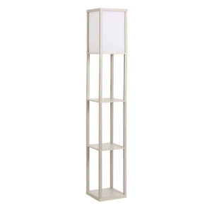  Vloerlamp Vloerlamp Met 3 Planken Binnenverlichting E27 Tot 40W Voor Woonkamer/slaapkamer E1-MDF, Acryl Eiken+wit 26 X 26 X 160 Cm 1