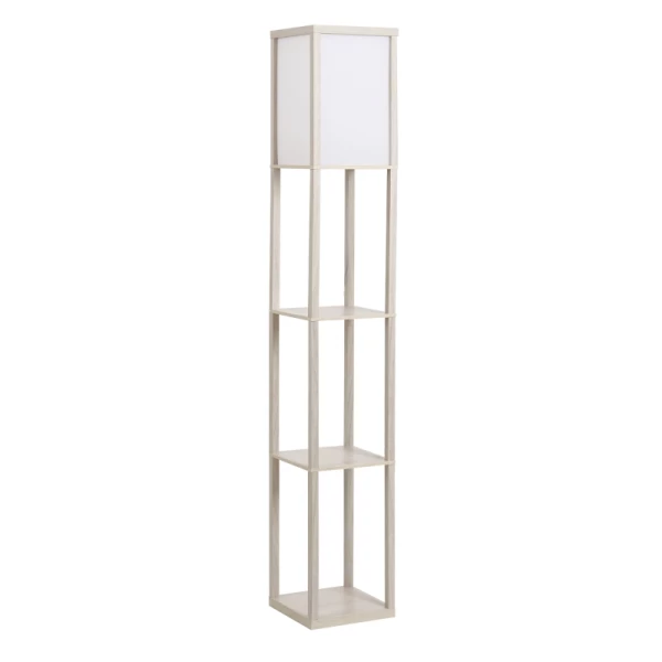 Vloerlamp Vloerlamp Met 3 Planken Binnenverlichting E27 Tot 40W Voor Woonkamer/slaapkamer E1-MDF, Acryl Eiken+wit 26 X 26 X 160 Cm 1