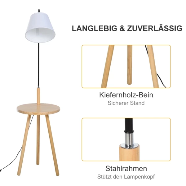  Vloerlamp Voor Woonkamer, Vloerlamp, Vloerlamp, Booglamp Met Houten Tafel, Scandinavische Stijl, Staal, Wit, 42 X 42 X 144 Cm 7