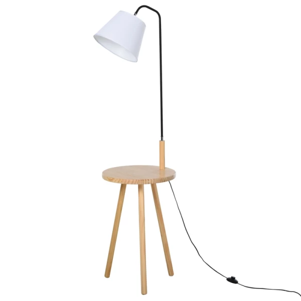 Vloerlamp Voor Woonkamer, Vloerlamp, Vloerlamp, Booglamp Met Houten Tafel, Scandinavische Stijl, Staal, Wit, 42 X 42 X 144 Cm 1