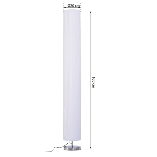  Vloerlamp Woonkamer Slaapkamer Vloerlamp Vloerlamp Roestvrij Staal Vloerlamp Textiel Lampenkap 40 W Rond Wit + Zilver Ø 20 X 160 Cm 3