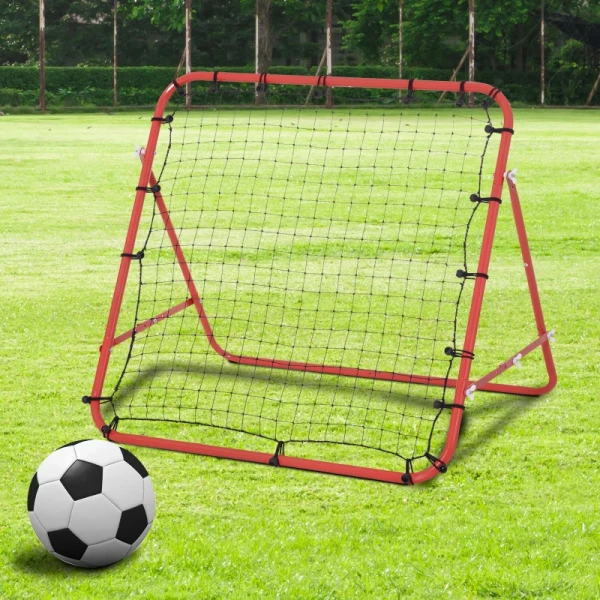  Voetbal Rebounder Kickback Doel Rebound Muur Net Voor Honkbal Voetbal Voetbal Doel Voor Training Verstelbare Hoek Metalen Buis PE Stof 96 X 80 X 96 Cm Rood + Zwart 2