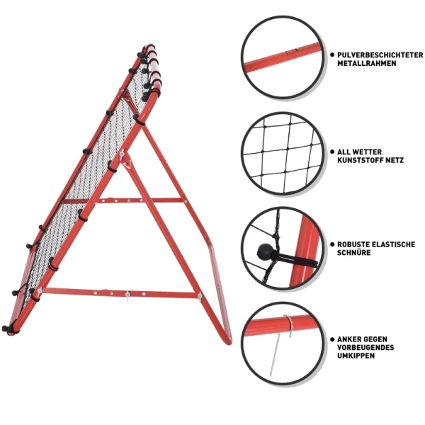  Voetbal Rebounder Kickback Doel Rebound Muur Net Voor Honkbal Voetbal Voetbal Doel Voor Training Verstelbare Hoek Metalen Buis PE Stof 96 X 80 X 96 Cm Rood + Zwart 6