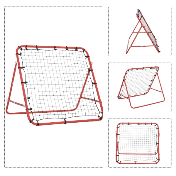  Voetbal Rebounder Kickback Doel Rebound Muur Net Voor Honkbal Voetbal Voetbal Doel Voor Training Verstelbare Hoek Metalen Buis PE Stof 96 X 80 X 96 Cm Rood + Zwart 7