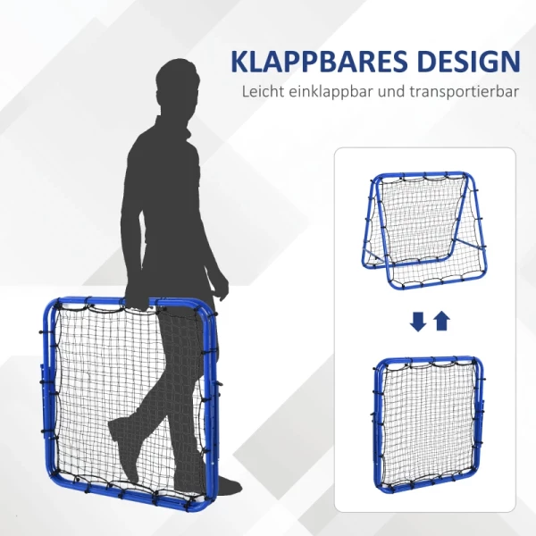  Voetbal Rebounder Kickback Goal Rebound Wandnet Rebound Aan Beide Zijden In 5 Stappen Verstelbaar Staal Blauw 100 X 95 X 90 Cm 5