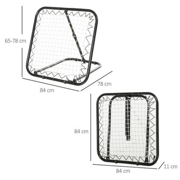  Voetbal Rebounder Opvouwbaar Kickback Doel Rebound Muurnet Voor Honkbal Basketbal Verstelbaar In 5 Stappen Metaal Zwart 78 X 84 X 65-78 Cm 3