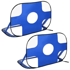  Voetbaldoelen, Pop-up Doel, Draagbaar Voetbalnet, Set Van 2 Minidoelen, Mobiel Met Draagtas, Opvouwbaar, Blauw, 123 X 80 X 80 Cm 1