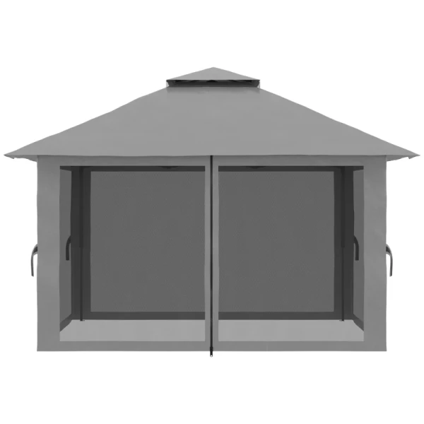  Vouwpaviljoen, In Hoogte Verstelbaar, 4 Gaaswanden, Ventilatiedak, Draagtas, Snelmontage, Donkergrijs, 4 X 4 X 3 M 9