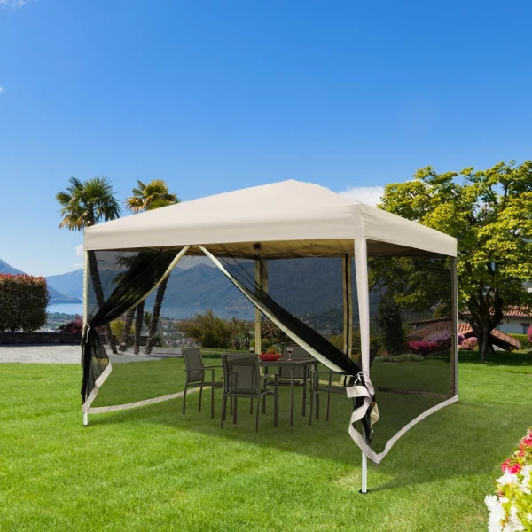  Vouwpaviljoen Paviljoen Vouwtent Met Zijwanden Incl. Draagtas, Staal+oxford, Beige, 3x3x2,55m 2