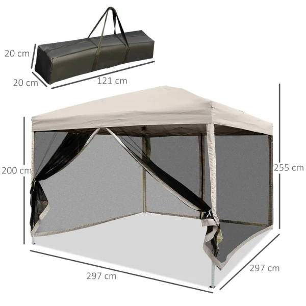  Vouwpaviljoen Paviljoen Vouwtent Met Zijwanden Incl. Draagtas, Staal+oxford, Beige, 3x3x2,55m 3