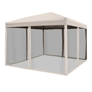  Vouwpaviljoen Paviljoen Vouwtent Met Zijwanden Incl. Draagtas, Staal+oxford, Beige, 3x3x2,55m 1