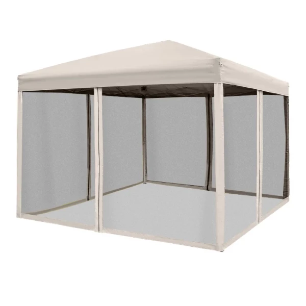 Vouwpaviljoen Paviljoen Vouwtent Met Zijwanden Incl. Draagtas, Staal+oxford, Beige, 3x3x2,55m 1