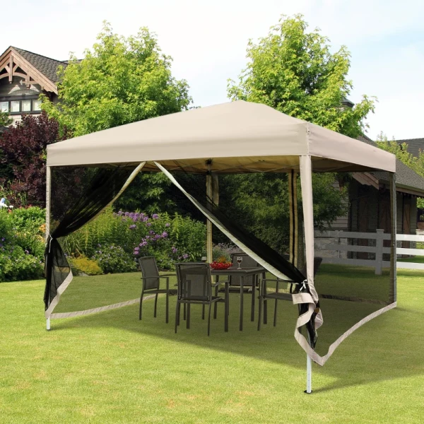  Vouwpaviljoen Paviljoen Vouwtent Met Zijwanden Incl. Draagtas, Staal+oxford, Beige, 3x3x2,55m 8