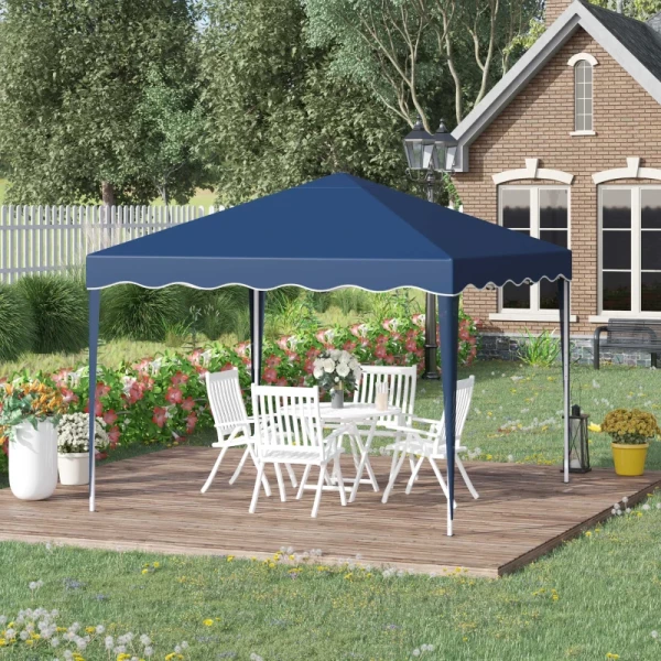  Vouwpaviljoen Tuinpaviljoen 3 X 3 M Tuinpaviljoen Opvouwbare Partytent In Hoogte Verstelbare Tuintent Met Transporttas UV-bescherming Staal Oxford Blauw 2