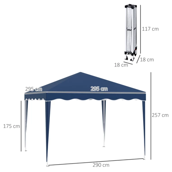  Vouwpaviljoen Tuinpaviljoen 3 X 3 M Tuinpaviljoen Opvouwbare Partytent In Hoogte Verstelbare Tuintent Met Transporttas UV-bescherming Staal Oxford Blauw 3