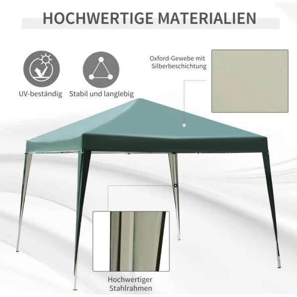  Vouwtent 2,95 X 2,95 M Pop-up Vouwtent Tuinpaviljoen Opvouwbare Partytent Tuintent UV-bescherming Staal + Oxford Groen 4